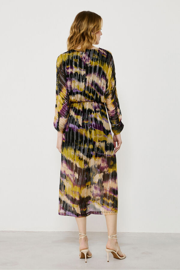 Vila Vestido midi estampado con l&uacute;rex Multicolor