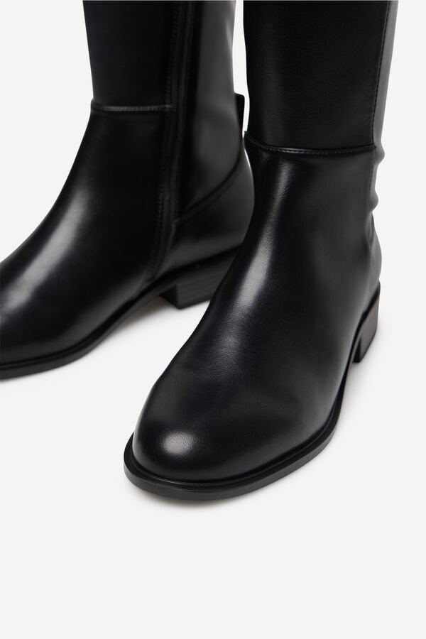 Cortefiel Bota alta el&aacute;stica Negro