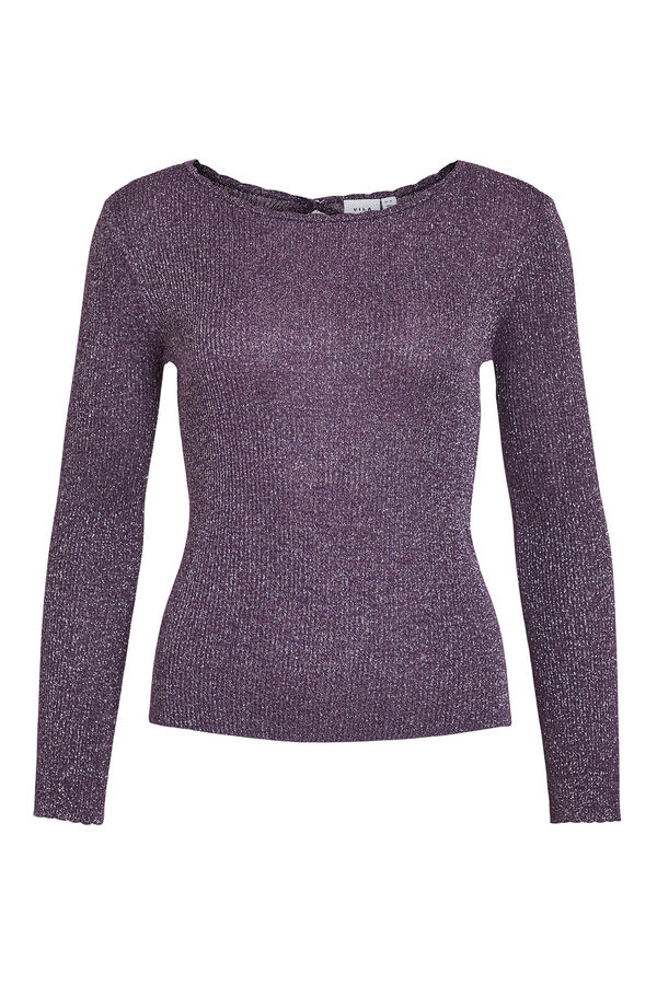 Vila Top de malha revers&iacute;vel com lurex Roxo