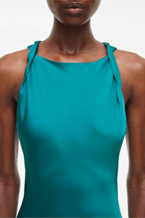 Vila Vestido midi satinado de fiesta Turquesa