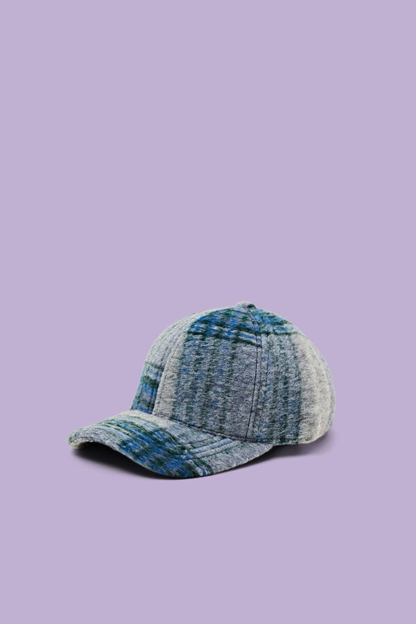 Cortefiel Gorra tipo baseball diseño cuadros Estampado azul