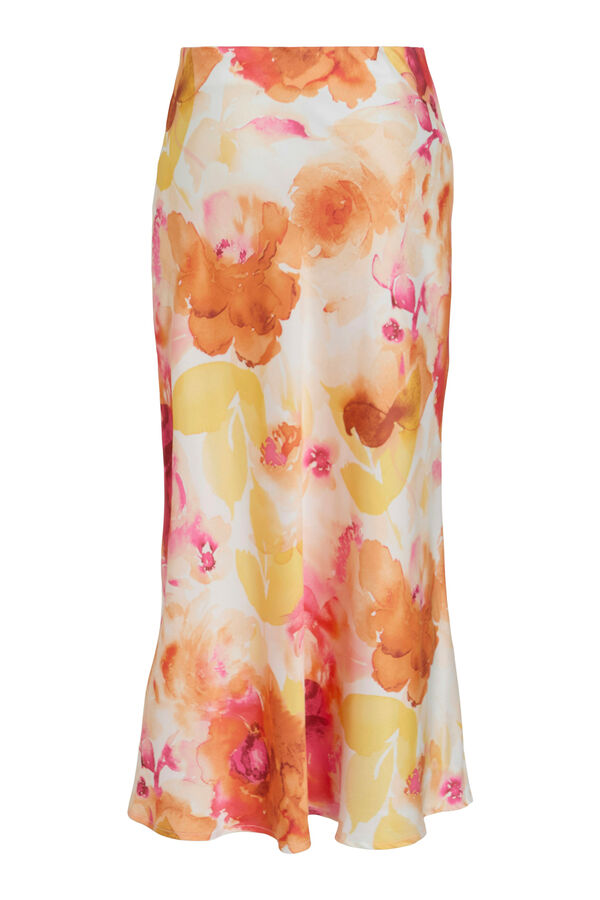 Vila Falda midi satinada estampada Blanco