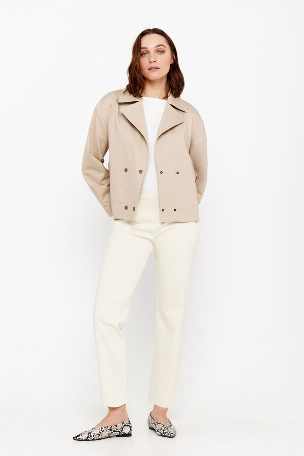 Cortefiel Blus&atilde;o em sarja de algod&atilde;o Castanho