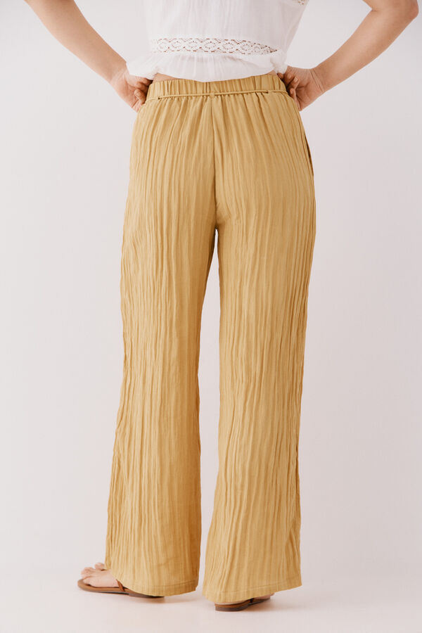 Cortefiel Pantal&oacute;n tejido arrugado Dourado