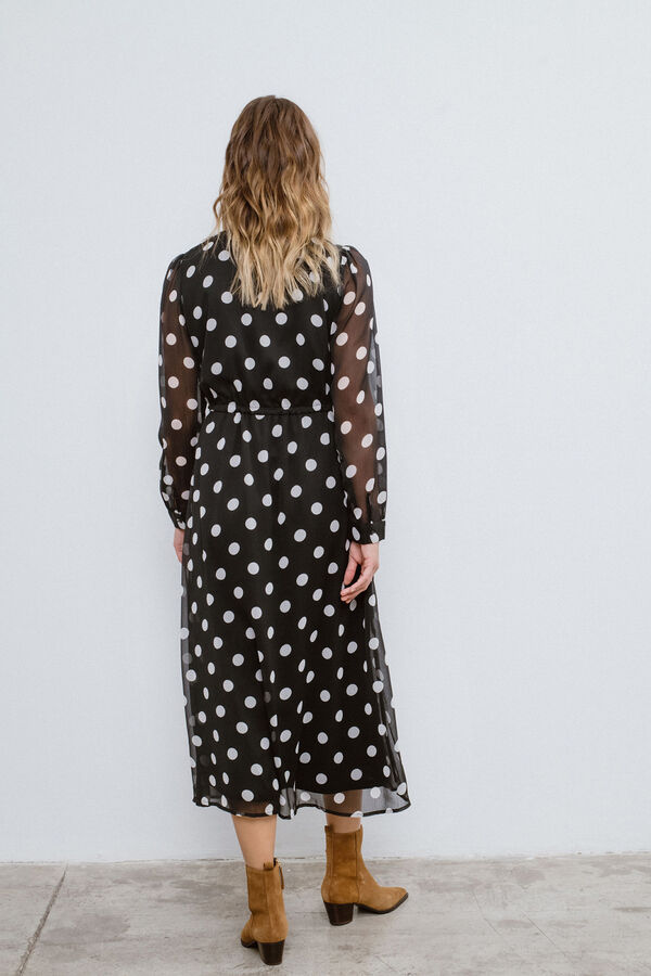 Vila Vestido midi bolinhas Preto