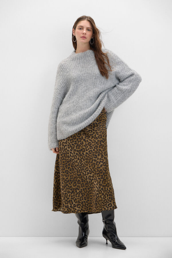 Cortefiel Falda midi satinada Multicolor