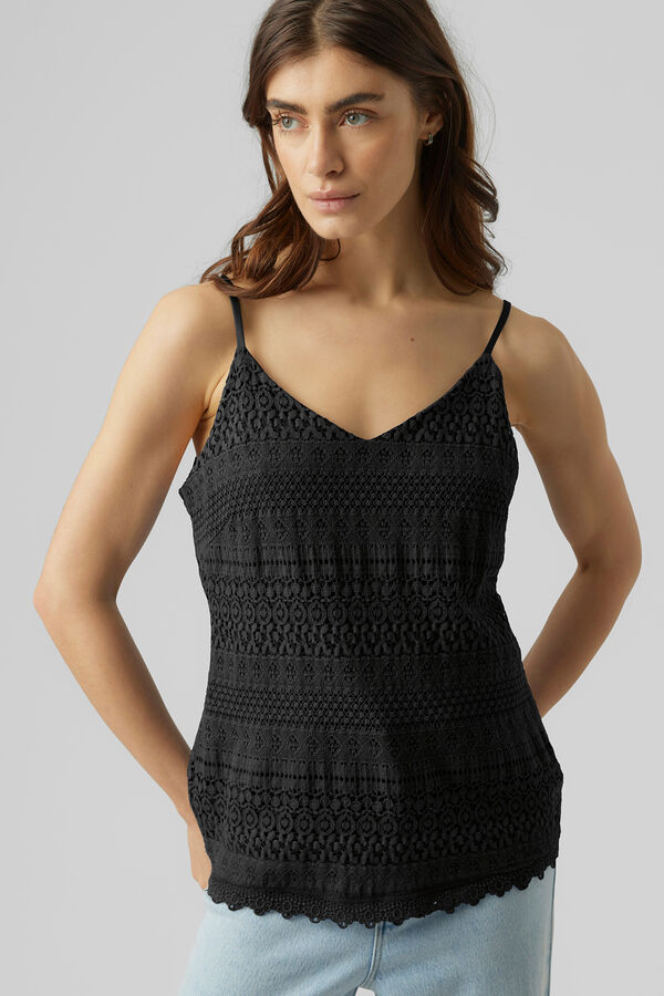 Vero Moda Top de tirantes con encaje Negro