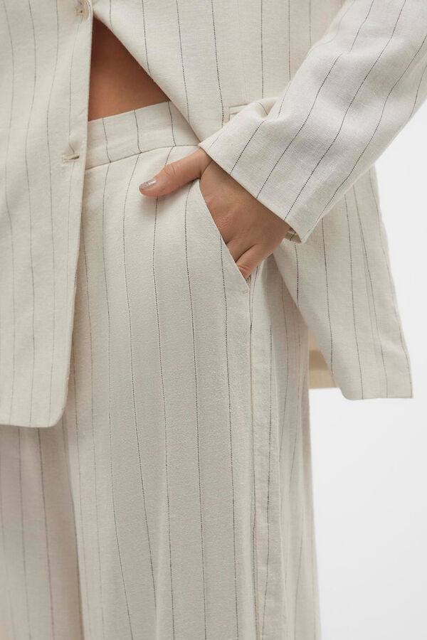 Vero Moda Cal&ccedil;as compridas de linho  Cinzento