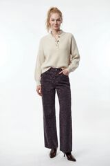 Vila Pantal&oacute;n vaquero estampado leopardo Estampado granate