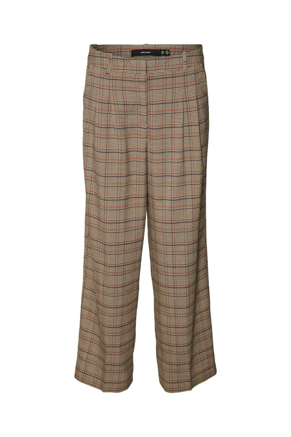Vero Moda Calça larga Príncipe de Gales  Castanho