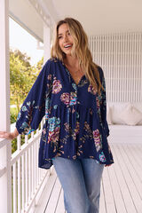 Jaase Blusa manga francesa oversize Chloe Azul