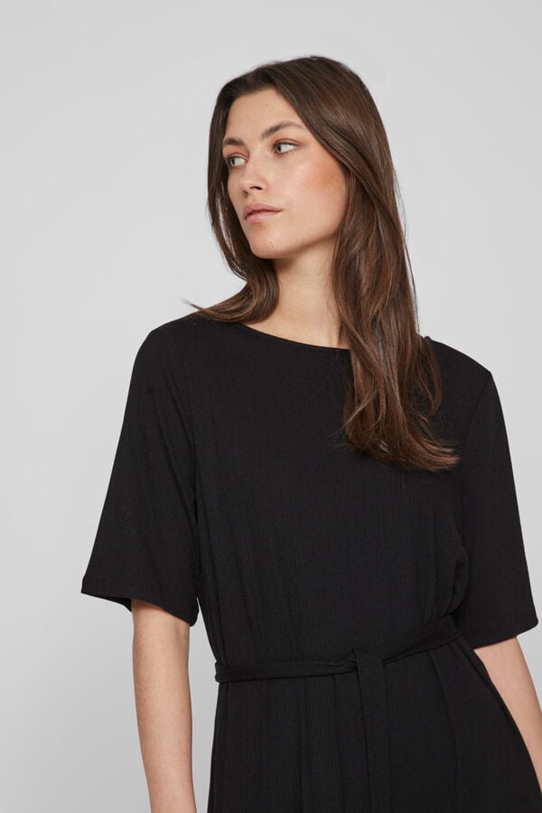 Vila Vestido midi de manga corta 2/4 Negro