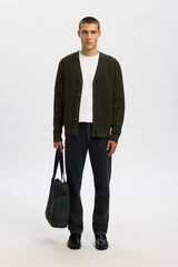 Selected C&aacute;rdigan cuello en pico 100% algod&oacute;n org&aacute;nico Verde oscuro