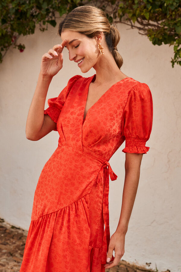 Pol&iacute;n Et Moi Vestido de flores coral Vermelho