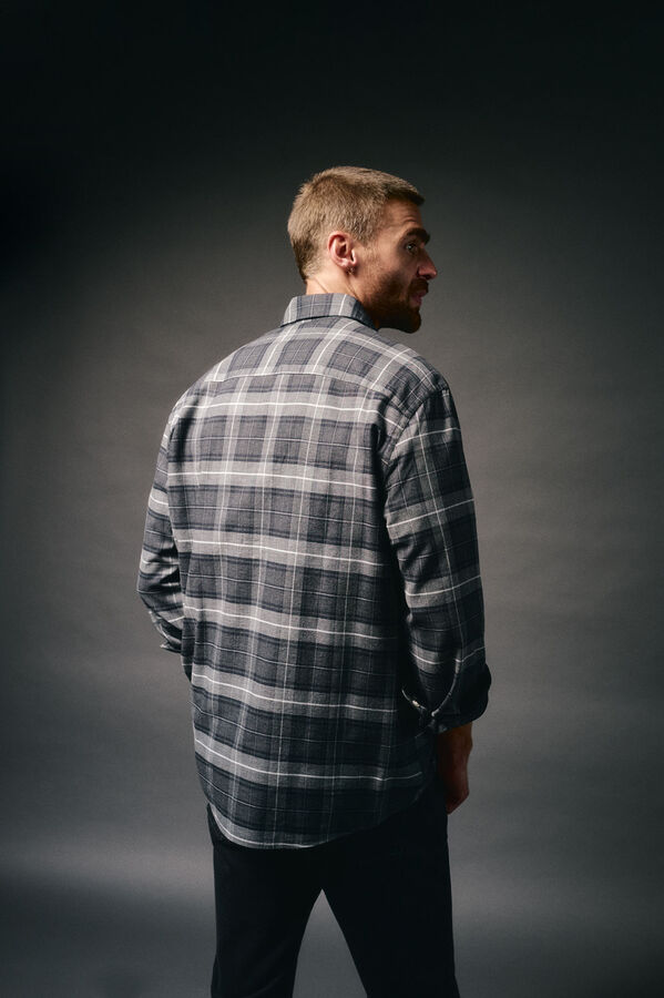 OOTO Camisa cuadros franela Gris