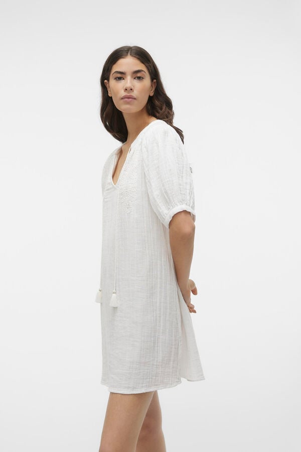 Vero Moda Vestido curto de algod&atilde;o  Branco