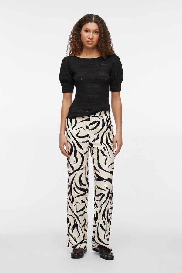 Vila Pantal&oacute;n estampado cintura alta Gris