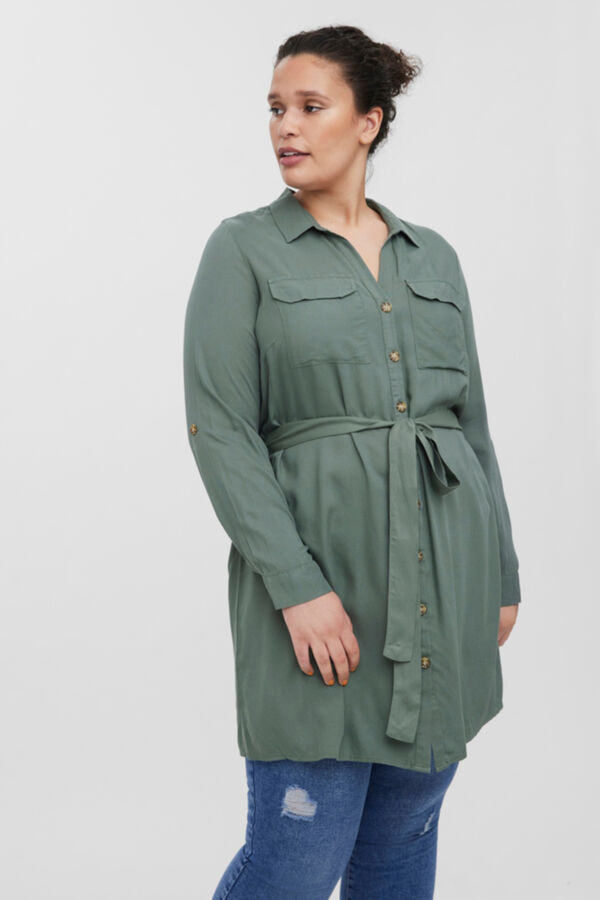 Vero Moda Curve Vestido curto camiseiro cintura subida Verde