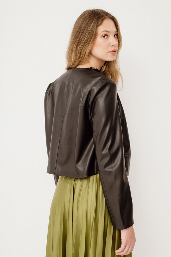 Vila Jaqueta de polipele com ondas Preto