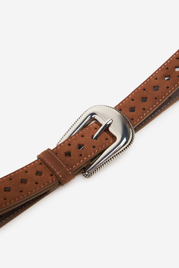 Cortefiel Cinto de cowboy perfurado Tostado