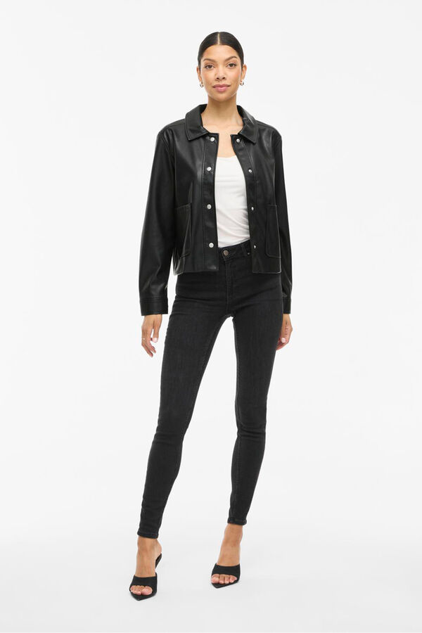 Vila Casaco de couro sintético com botões Preto