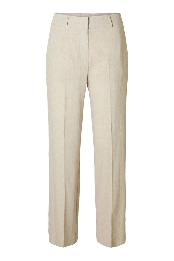 Selected Femme Pantal&oacute;n de lino Wide Leg Marr&oacute;n