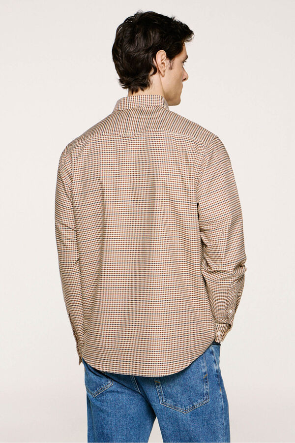 Selected Camisa cuadros 100% algod&oacute;n Beige