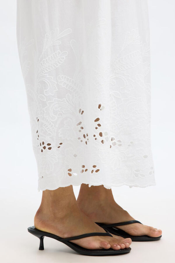 Selected Femme Saia midi com detalhe bordado Branco