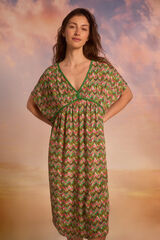 Cortefiel Caft&aacute;n largo tejido estampado Multicolor