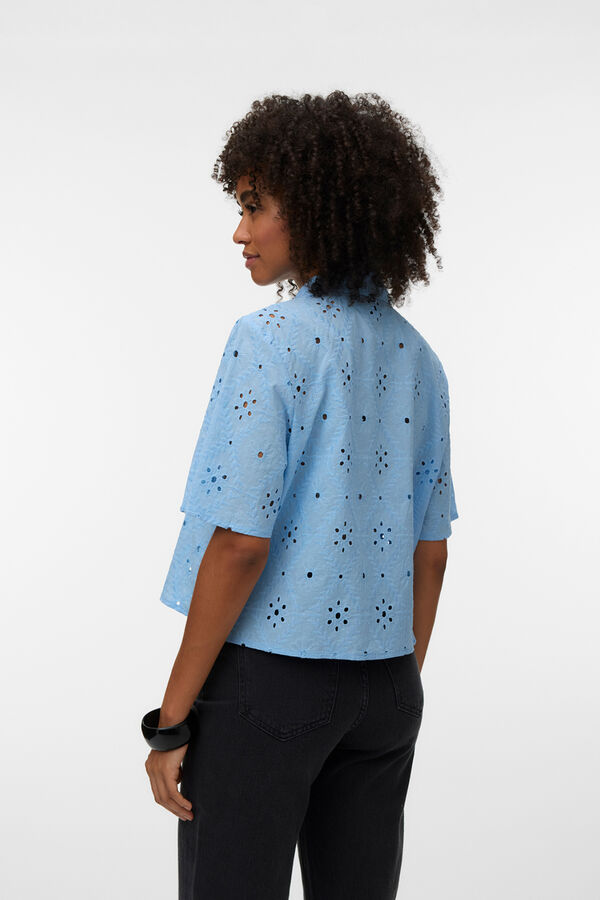 Vero Moda Camisa cropped com bordados Azul