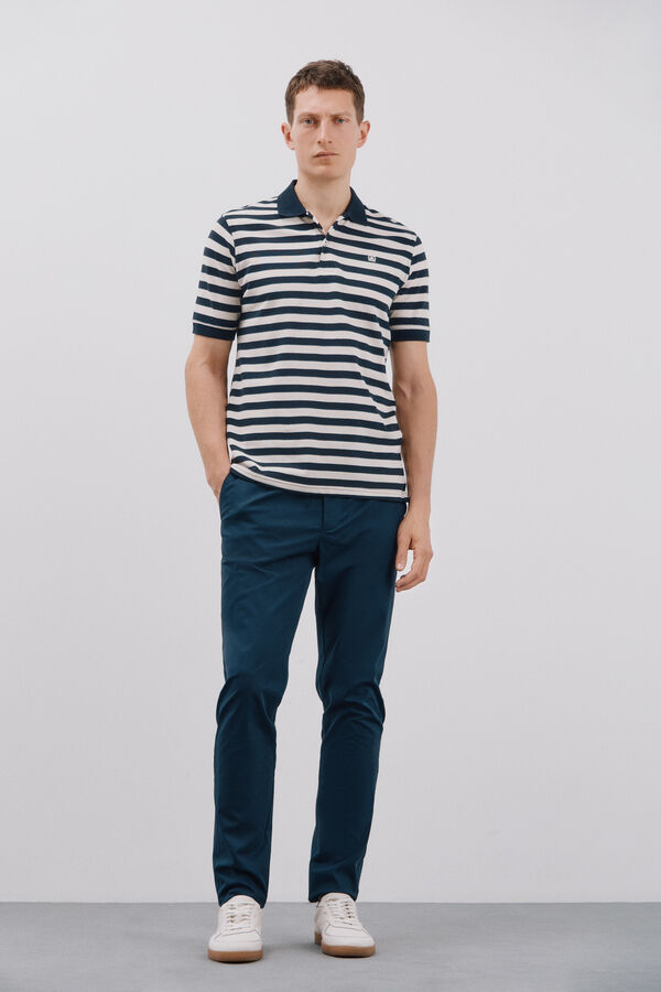 Cortefiel Polo piqu&eacute; de rayas Azul marino