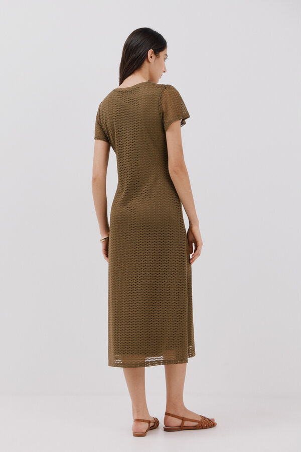 Cortefiel Vestido estructura rayas Kaki