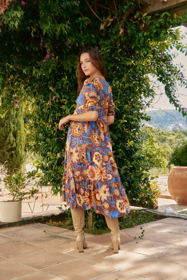 Jaase Vestido midi Eve estampado tierra Multicolor