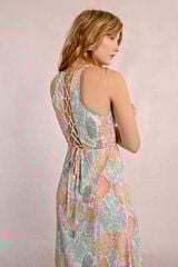Molly Bracken Vestido comprido com estampado e folhos Multicolorido