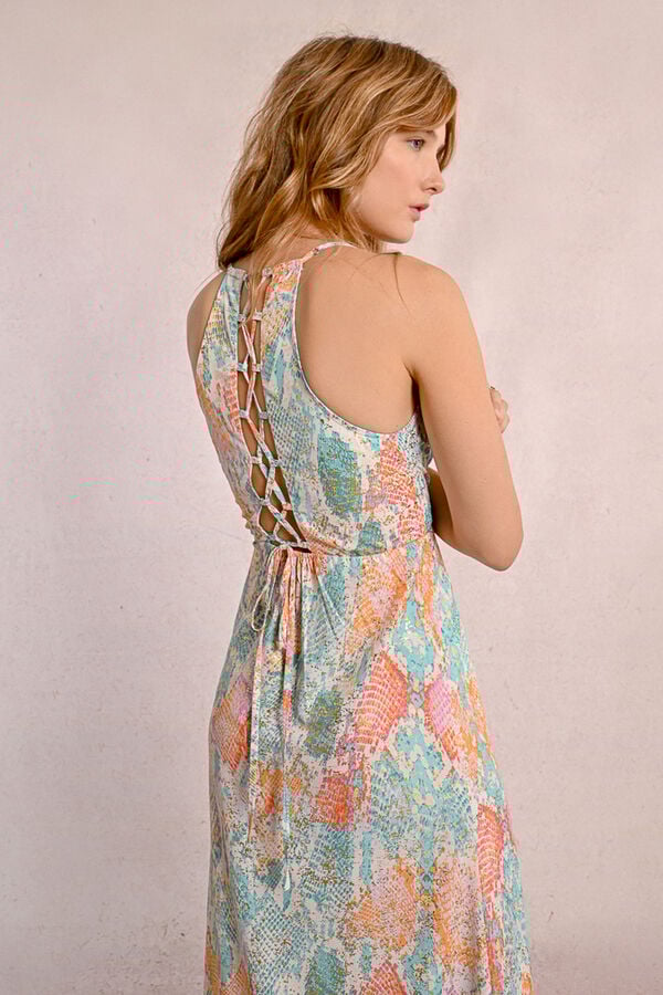Molly Bracken Vestido comprido com estampado e folhos Multicolorido