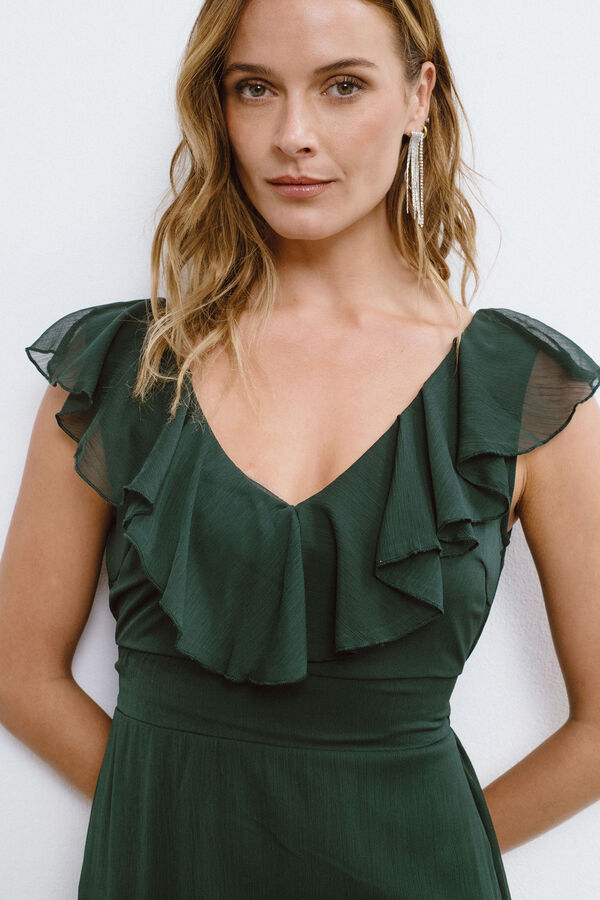 Vila Vestido de festa longo em chiffon Verde