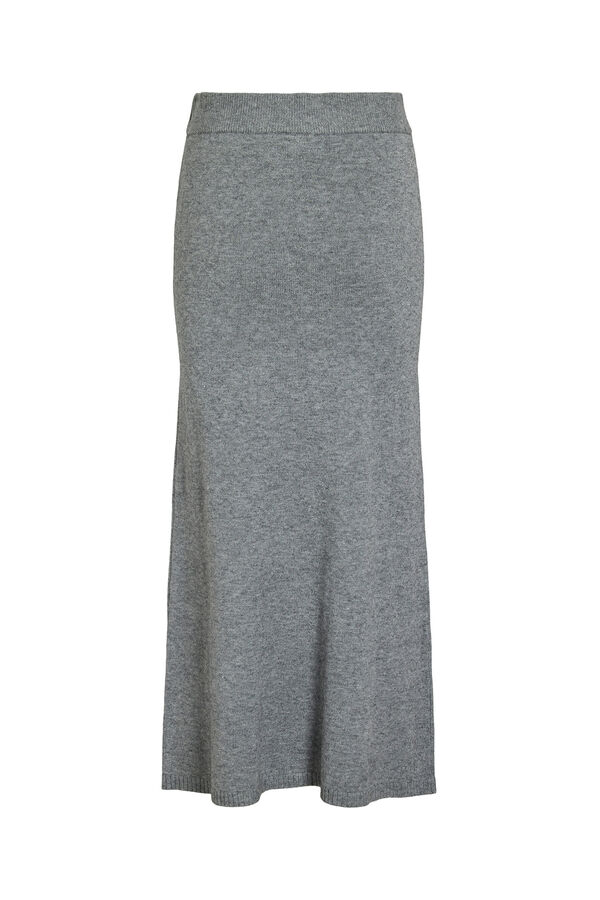 Vila Falda midi de punto con viscosa Gris