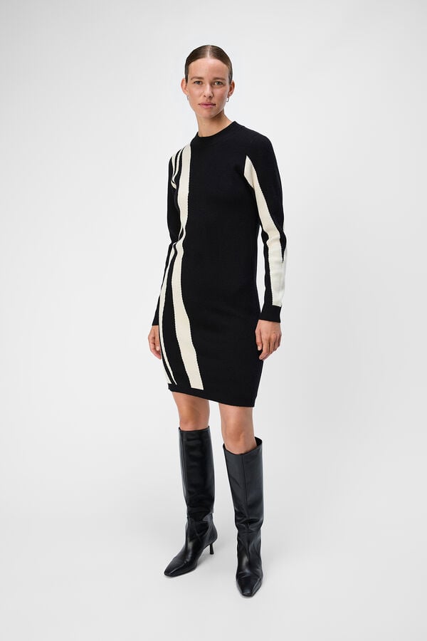 Object Vestido punto estampado Negro