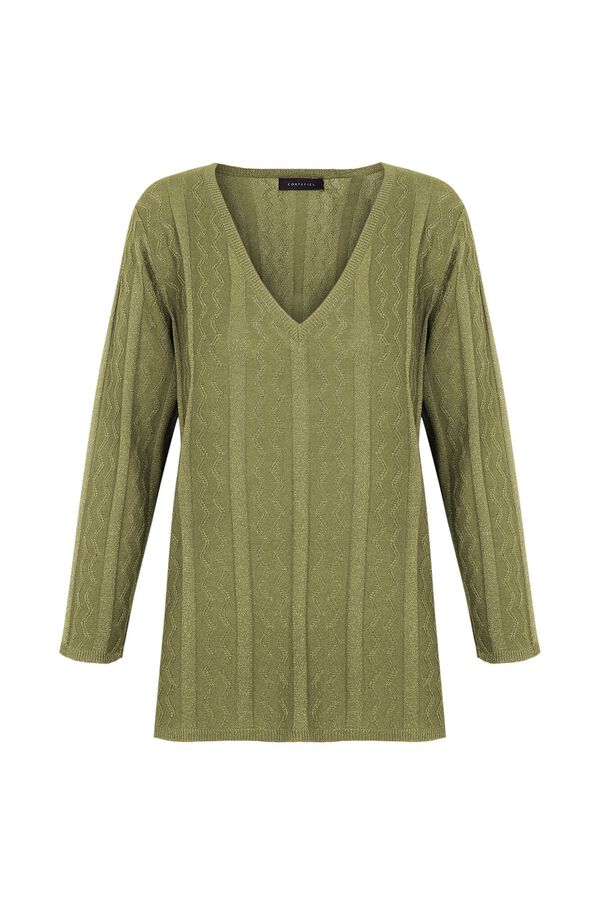 Cortefiel Camisola com fios metalizados Verde