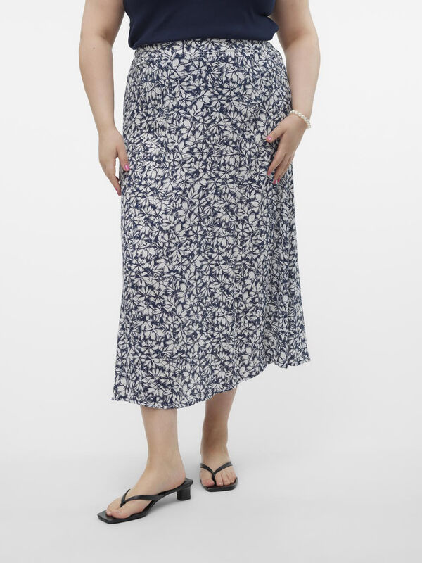 Vero Moda Curve Falda midi cintura el&aacute;stica talla grande Azul marino
