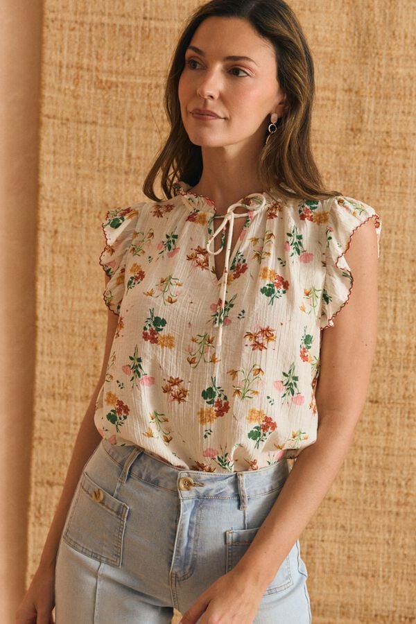 Pol&iacute;n Et Moi Camisa de flores Liana Impress&atilde;o