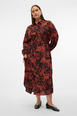 Vero Moda Curve Vestido midi camisero talla grande Marr&oacute;n oscuro