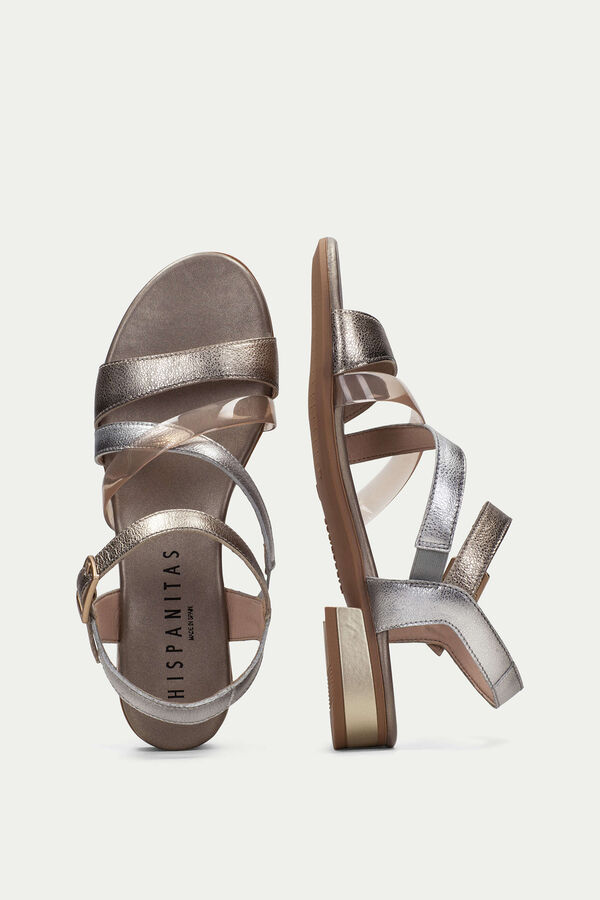 Hispanitas Sandalia plana tiras vinilo/piel LENA Gris