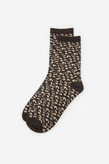 Cortefiel Calcetines largos Better Cotton leopardo Gris