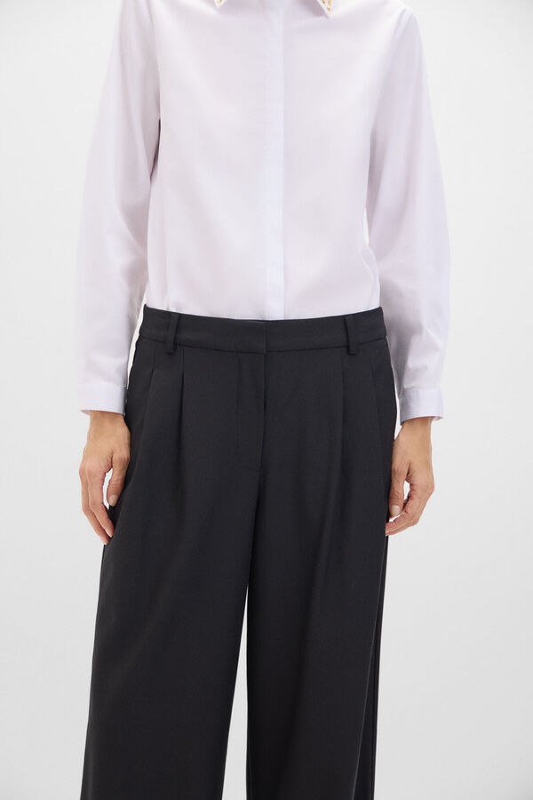 Cortefiel Pantal&oacute;n pinzas ancho Negro