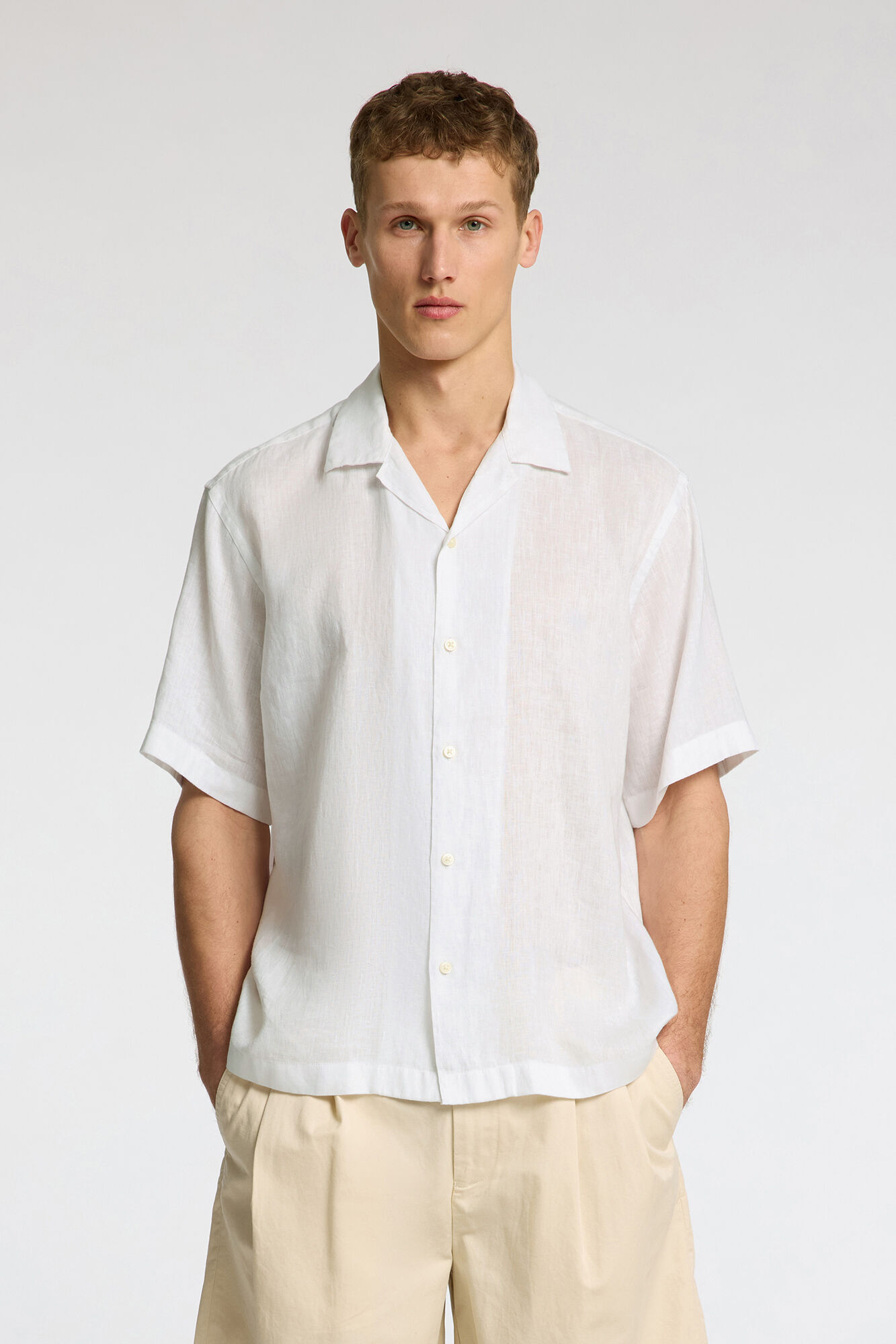 Selected Camisa de manga corta 100% lino