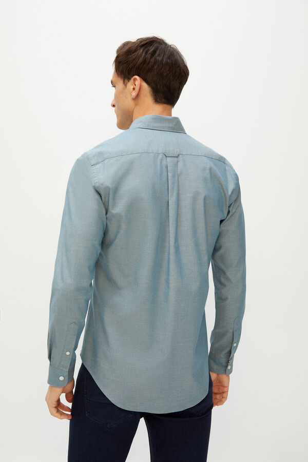 Cortefiel Camisa utility chambray algodão orgânico Azul