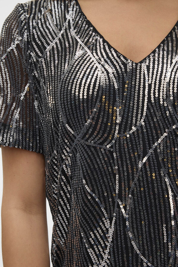 Vero Moda T-shirt manga curta lantejoulas Preto