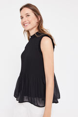 Cortefiel Blusa plisada Negro