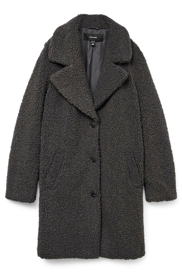 Vero Moda Abrigo de borreguito Gris oscuro